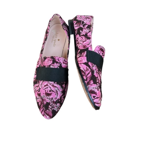 Kate Spade Corina Floral Brocade Loafers Pink Roses Size 6M - Picture 2 of 13